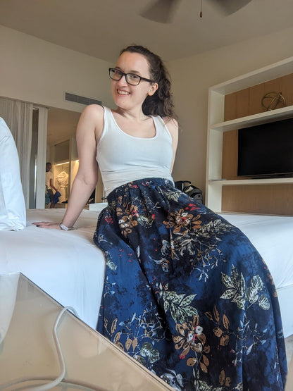 Ivory | Elastic High Waist A - Line Flowy Maxi Skirt with Hidden Pockets - mildlymama