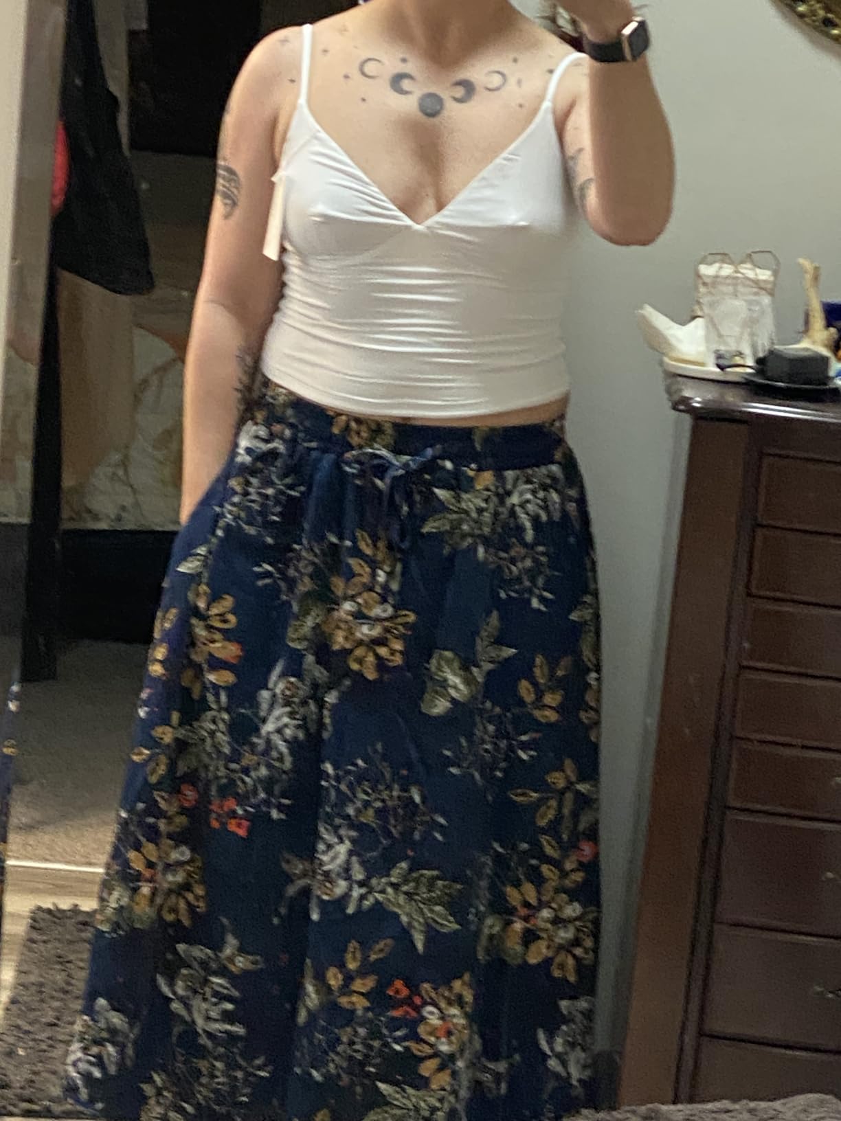 Ivory | Elastic High Waist A - Line Flowy Maxi Skirt with Hidden Pockets - mildlymama
