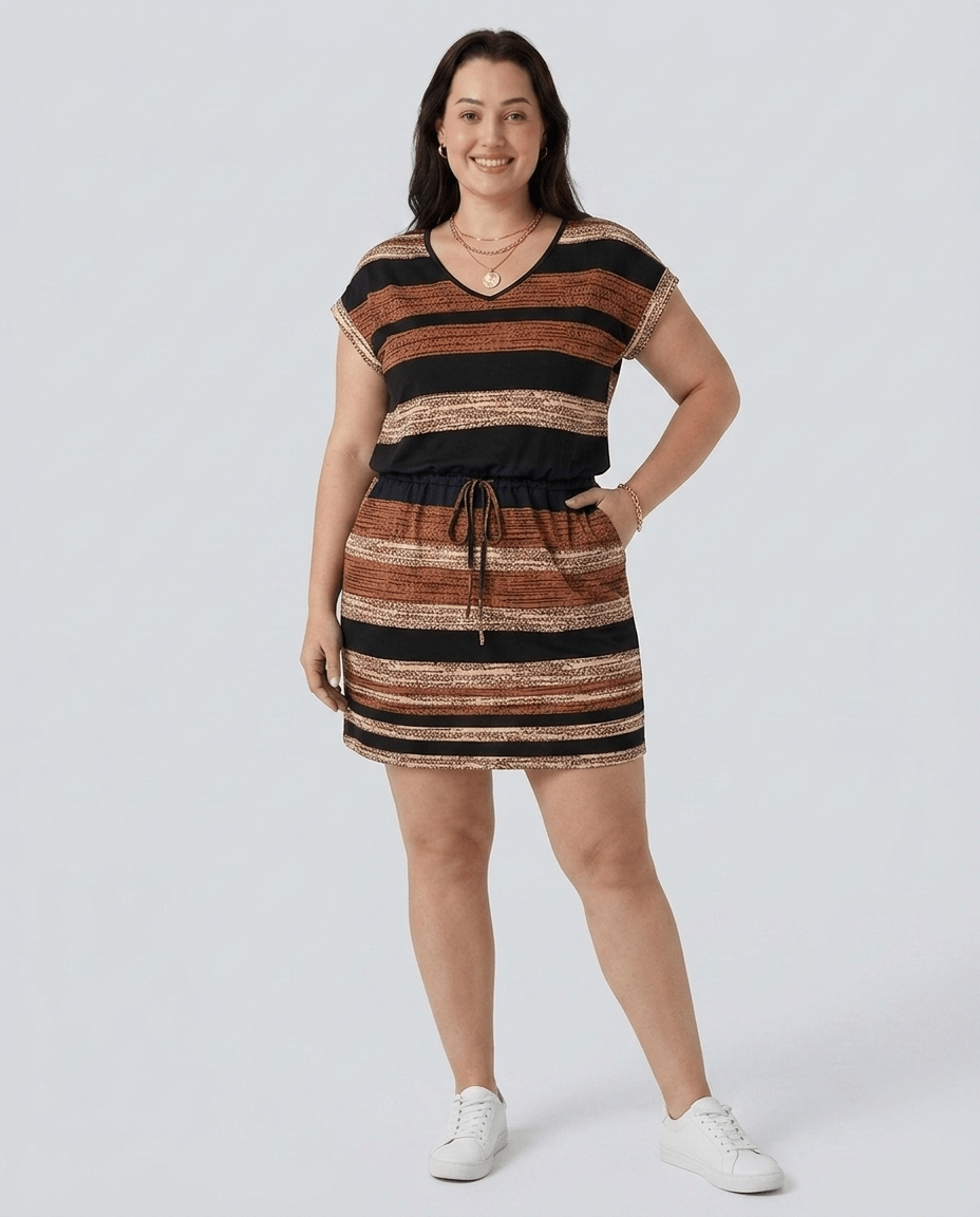 Lola | U - Neck Short Sleeve Swing Sundress with Pockets - mildlymama