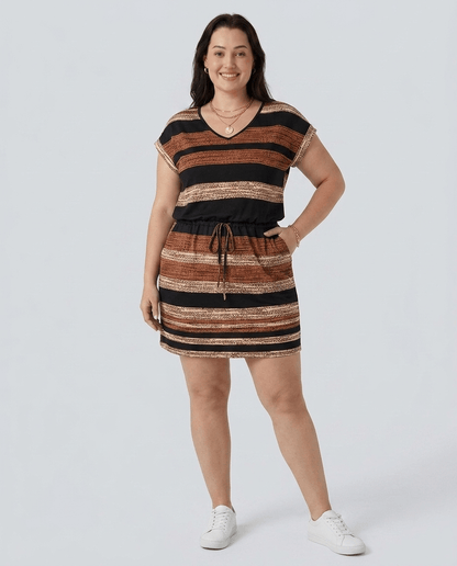 Lola | U - Neck Short Sleeve Swing Sundress with Pockets - mildlymama