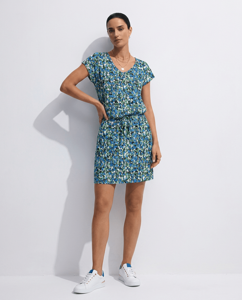 Lola | U - Neck Short Sleeve Swing Sundress with Pockets - mildlymama
