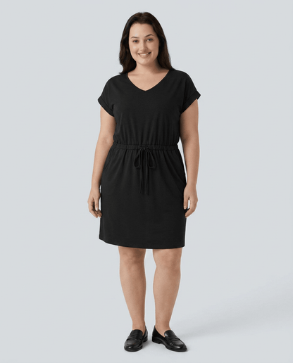 Lola | U - Neck Short Sleeve Swing Sundress with Pockets - mildlymama