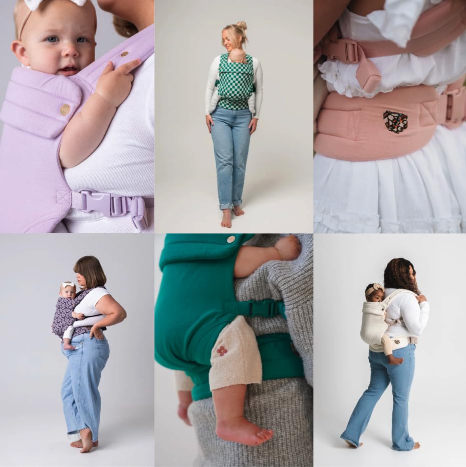 Mabē Monarch Ergonomic Baby Carrier – Premium Cotton Soft Structured Newborn to Toddler Carrier with Hip - Healthy Design, 3 Carry Positions (7 - 35lbs), Lightweight & Breathable, (Houndstooth) - mildlymama