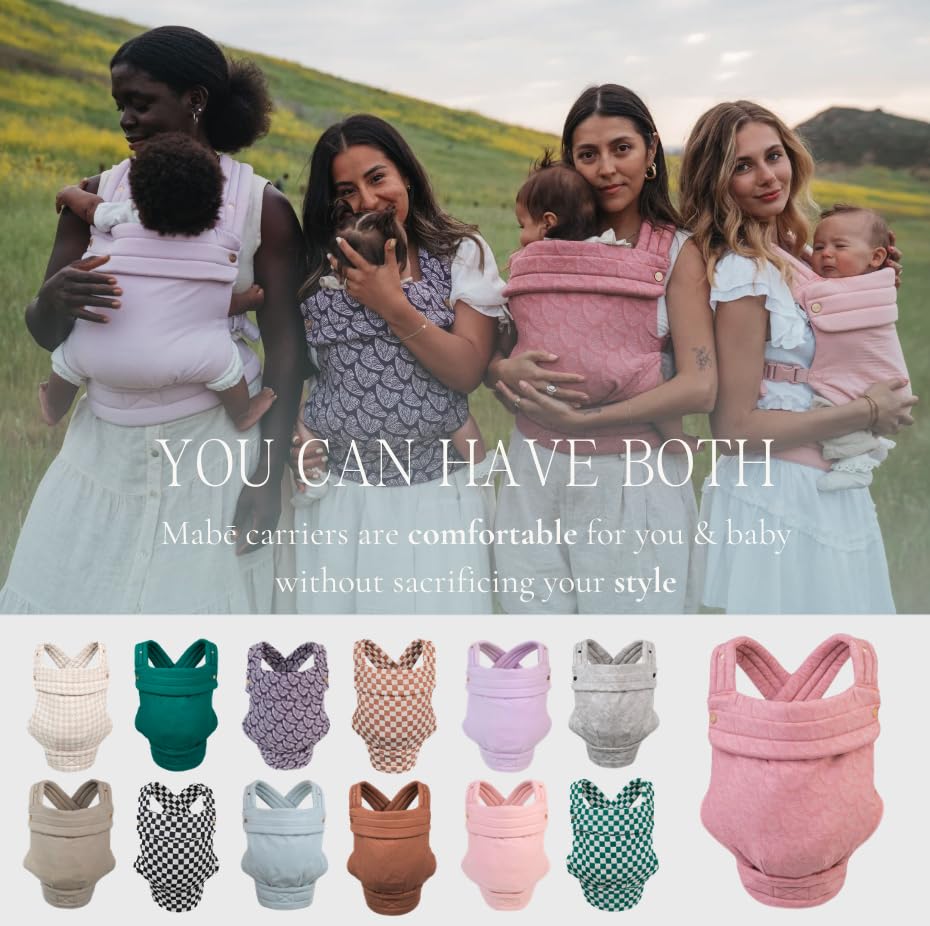 Mabē Monarch Ergonomic Baby Carrier – Premium Cotton Soft Structured Newborn to Toddler Carrier with Hip - Healthy Design, 3 Carry Positions (7 - 35lbs), Lightweight & Breathable, (Houndstooth) - mildlymama