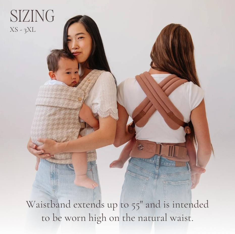 Mabē Monarch Ergonomic Baby Carrier – Premium Cotton Soft Structured Newborn to Toddler Carrier with Hip - Healthy Design, 3 Carry Positions (7 - 35lbs), Lightweight & Breathable, (Houndstooth) - mildlymama