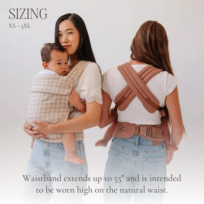 Mabē Monarch Ergonomic Baby Carrier – Premium Cotton Soft Structured Newborn to Toddler Carrier with Hip - Healthy Design, 3 Carry Positions (7 - 35lbs), Lightweight & Breathable, (Houndstooth) - mildlymama