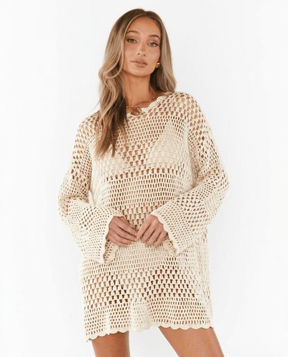 Marina | Crochet Mesh Knit Swimsuit Cover - Up Mini Dress - mildlymama