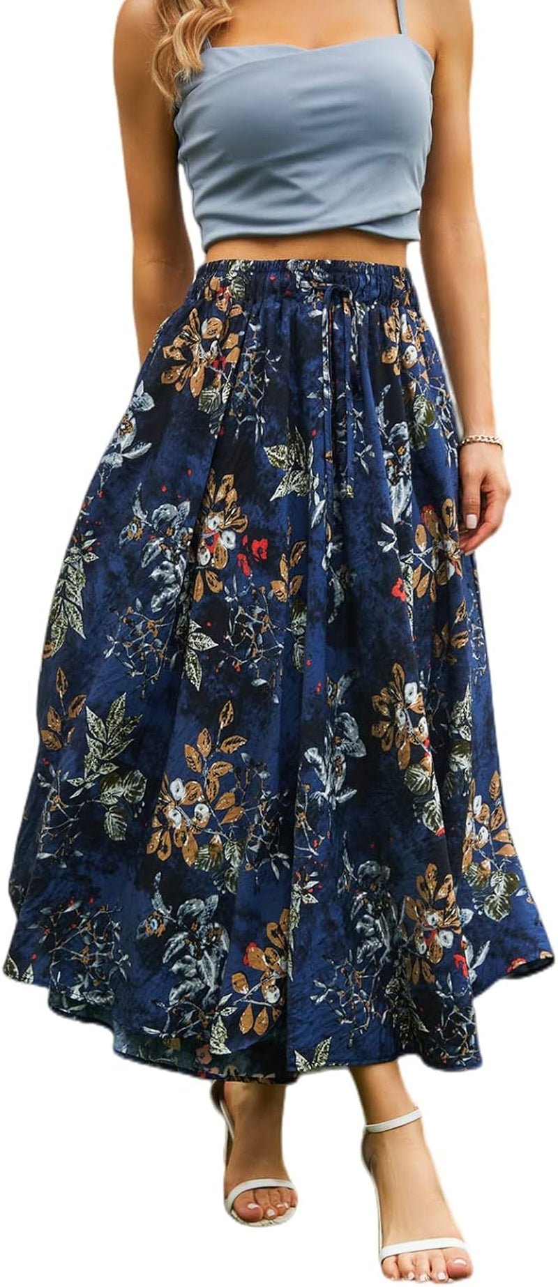 Maxi Skirts for Women with Pockets Long Midi Length Casual Skirt for Beach Party Holiday - mildlymama
