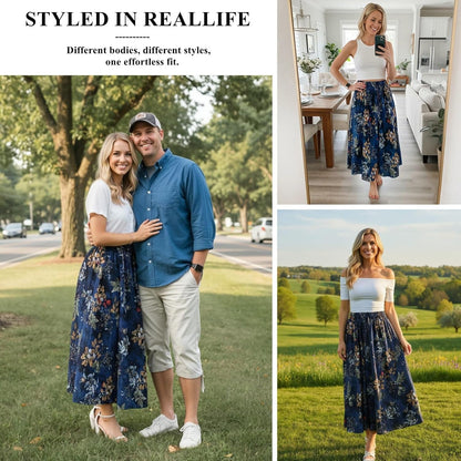 Maxi Skirts for Women with Pockets Long Midi Length Casual Skirt for Beach Party Holiday - mildlymama