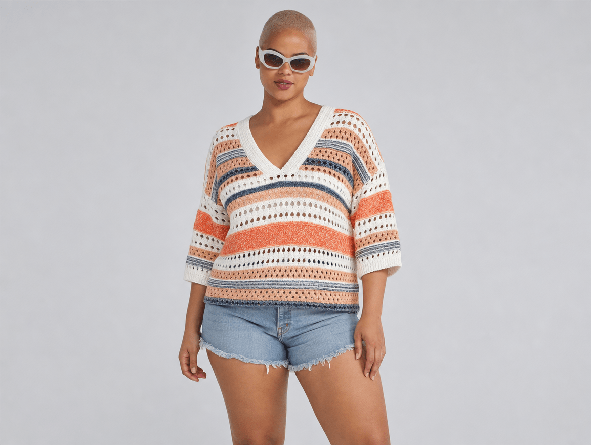Mila™ | Crochet Striped V - Neck Sweater - mildlymama