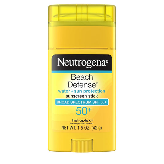 Neutrogena Beach Defense Sunscreen Stick SPF 50, Broad Spectrum Sun Protection for Face & Body, Water - Resistant, Non - Greasy Formula, Travel Size for Beach & Outdoor Use, 1.5 Oz (42 G) - mildlymama
