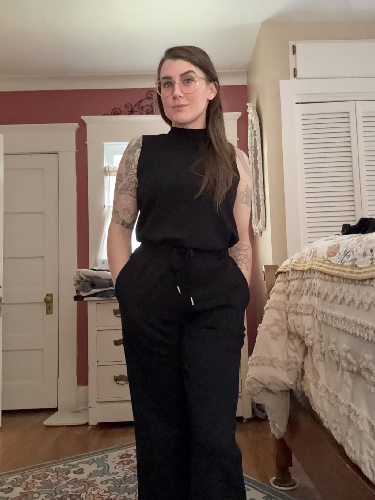 Noelle | Sleeveless Mock Neck Top & Wide Leg Crop Pants Two - Piece Lounge Set - mildlymama
