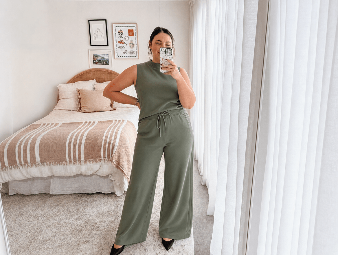 Noelle | Sleeveless Mock Neck Top & Wide Leg Crop Pants Two - Piece Lounge Set - mildlymama