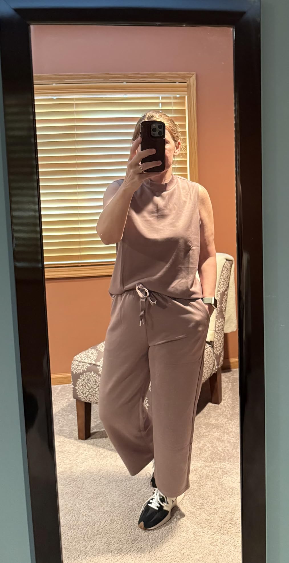 Noelle | Sleeveless Mock Neck Top & Wide Leg Crop Pants Two - Piece Lounge Set - mildlymama