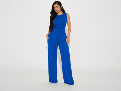 Oasis | Sleeveless Crewneck High Waist Wide Leg Jumpsuit with Pockets - mildlymama