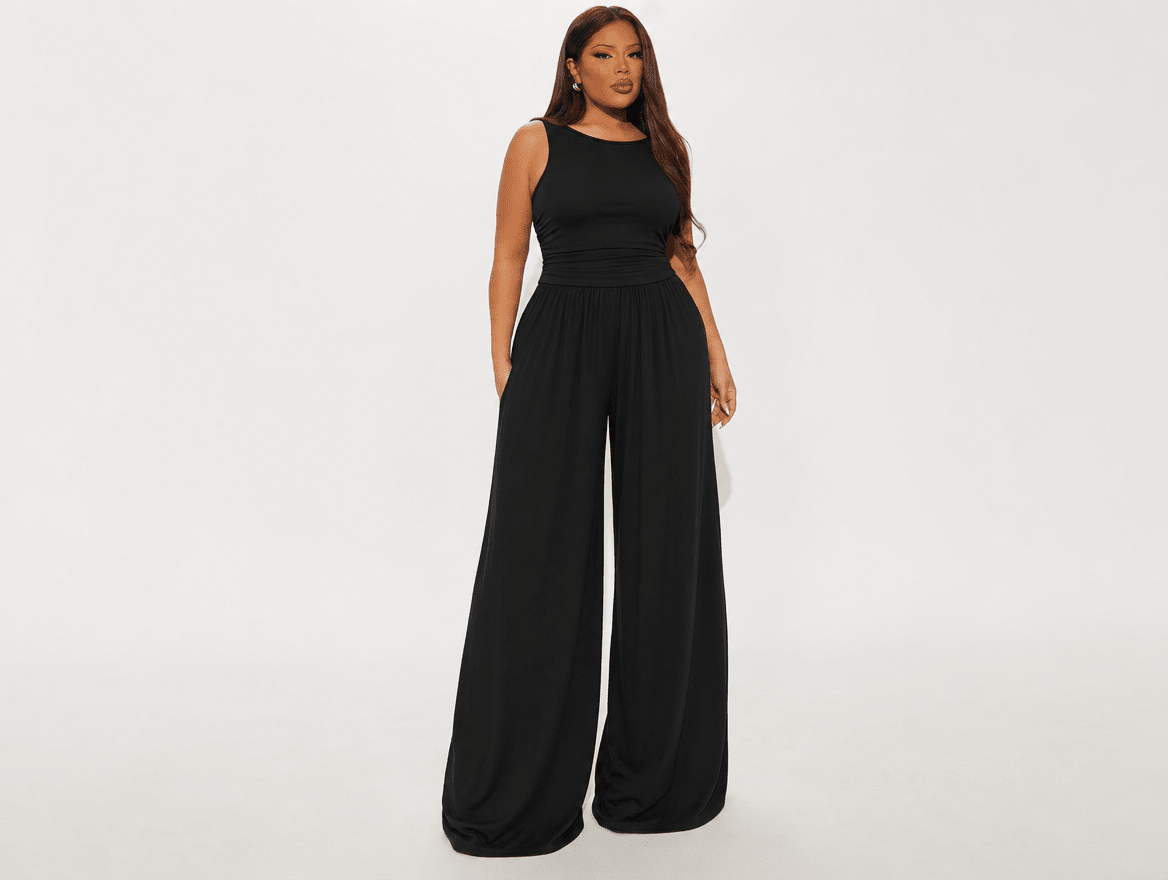 Oasis | Sleeveless Crewneck High Waist Wide Leg Jumpsuit with Pockets - mildlymama