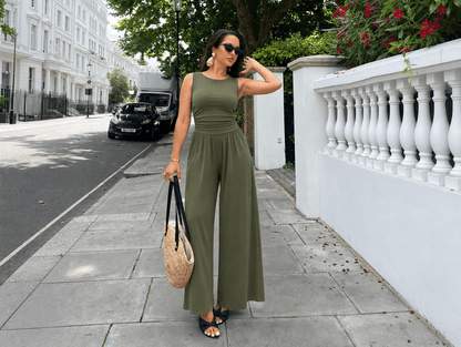 Oasis | Sleeveless Crewneck High Waist Wide Leg Jumpsuit with Pockets - mildlymama
