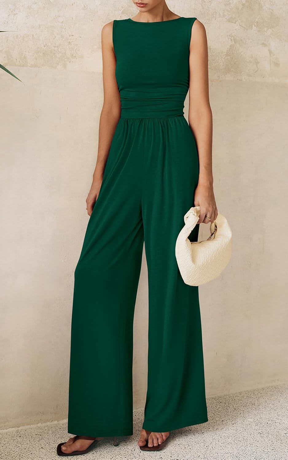 One Piece Jumpsuits for Women Dressy Casual Sleeveless Crewneck Wide Leg Rompers Jumpers Vacation Summer Outfits - mildlymama