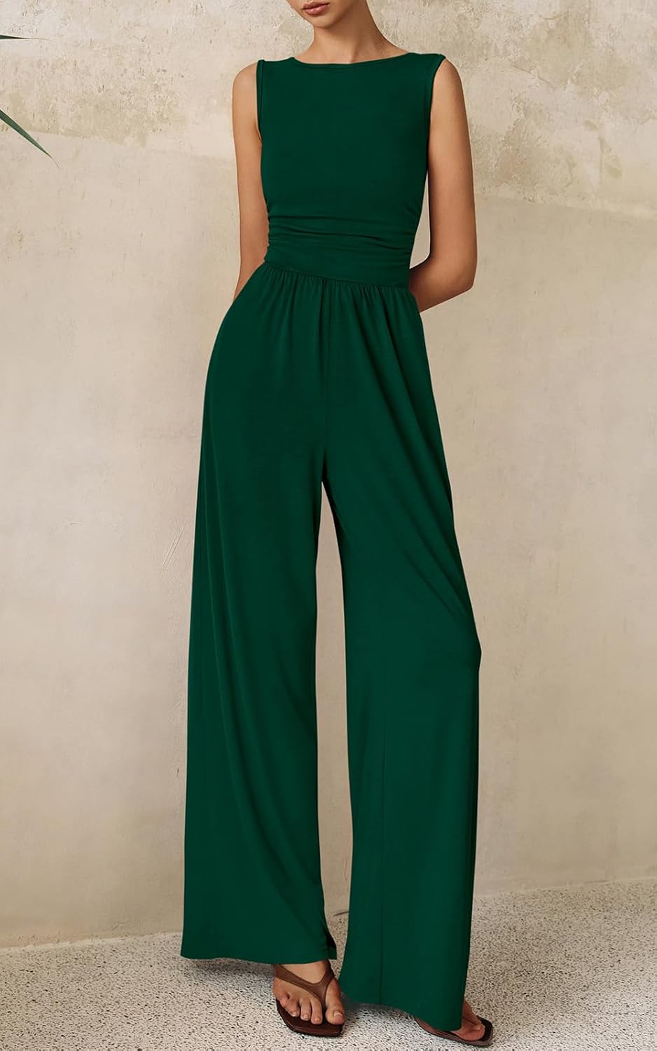 One Piece Jumpsuits for Women Dressy Casual Sleeveless Crewneck Wide Leg Rompers Jumpers Vacation Summer Outfits - mildlymama
