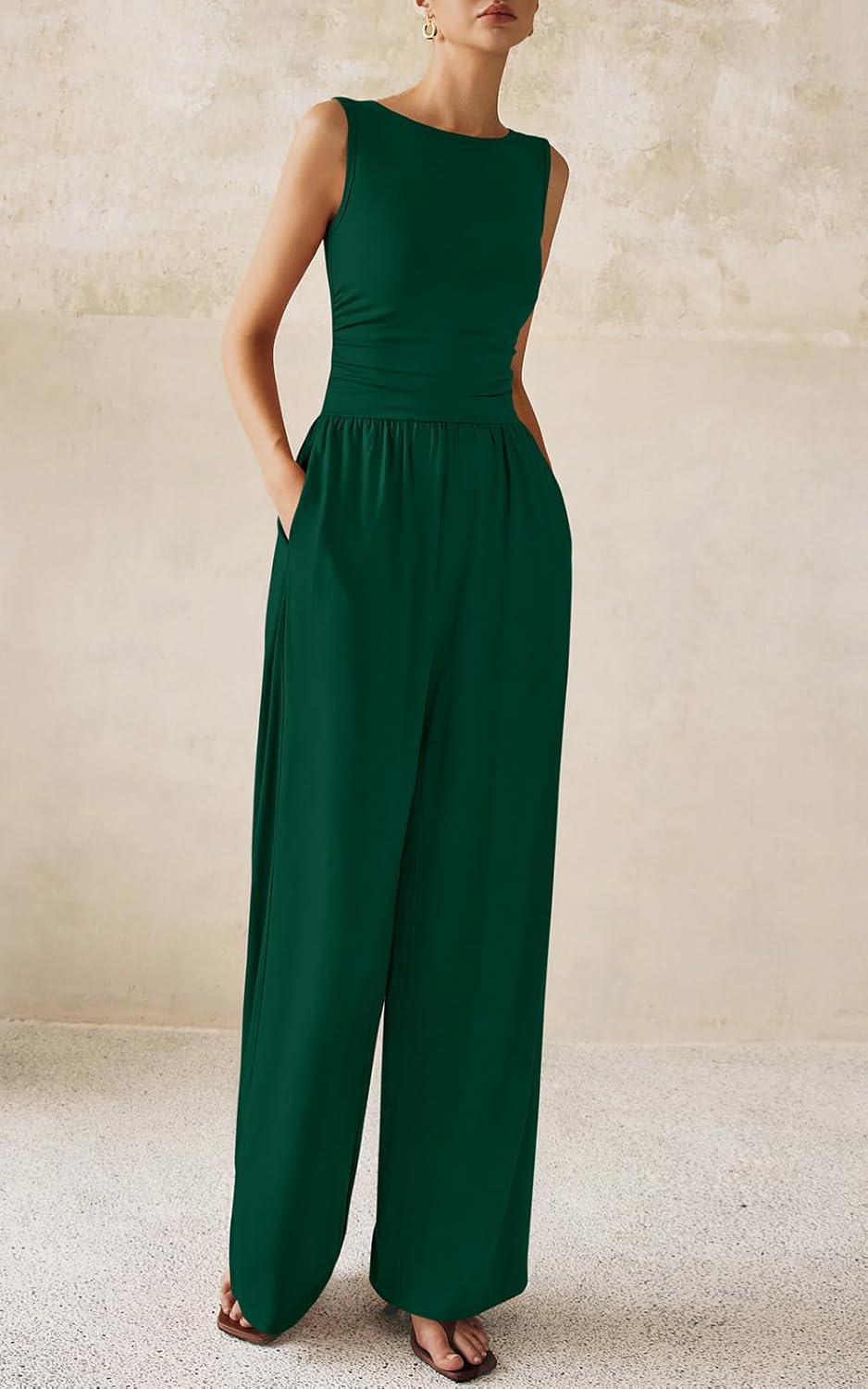 One Piece Jumpsuits for Women Dressy Casual Sleeveless Crewneck Wide Leg Rompers Jumpers Vacation Summer Outfits - mildlymama