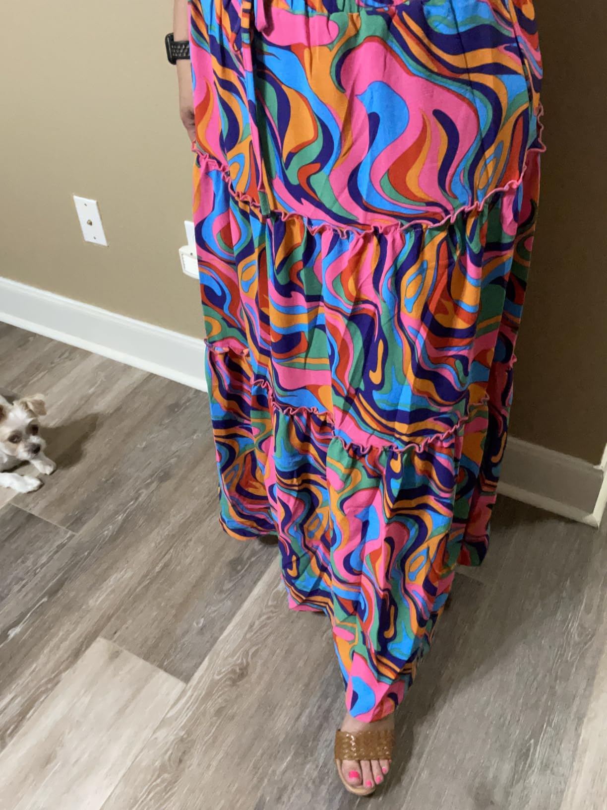 Paisley | High Waist Bow Tie A - Line Flowy Midi Skirt with Pockets - mildlymama
