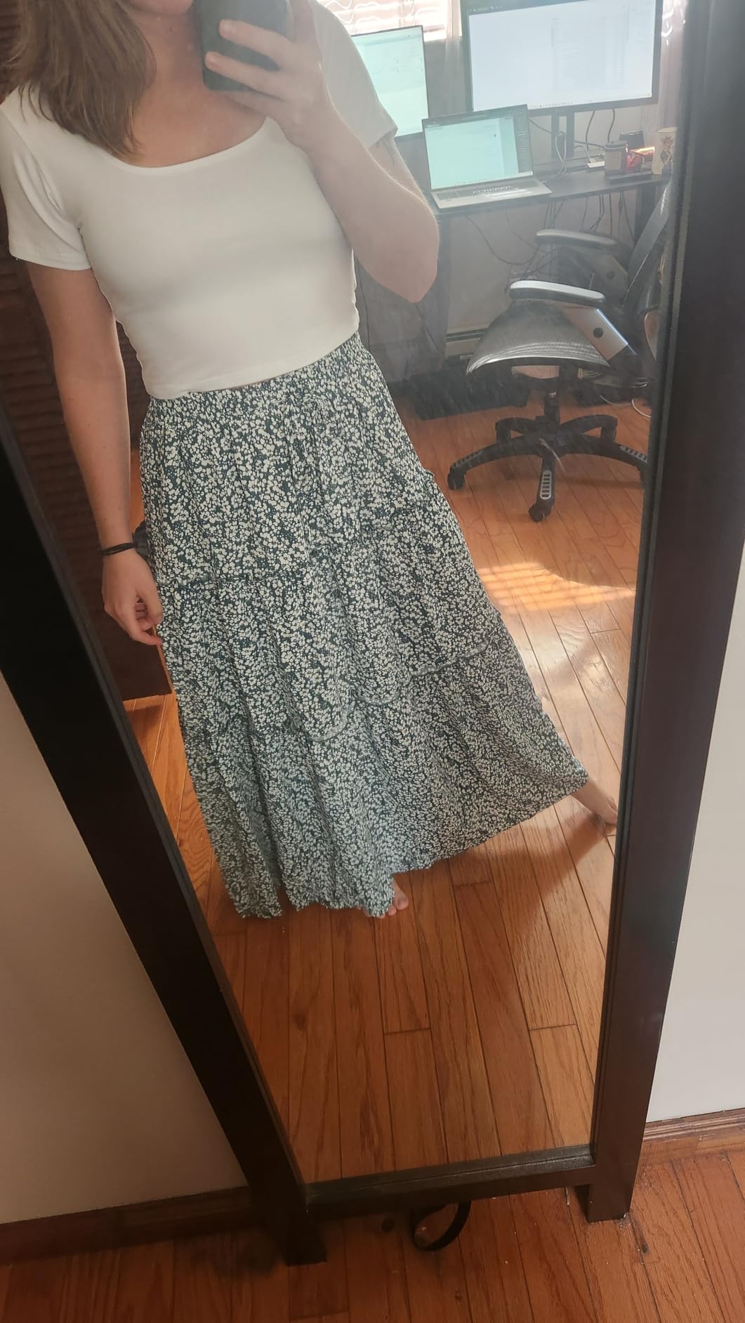 Paisley | High Waist Bow Tie A - Line Flowy Midi Skirt with Pockets - mildlymama