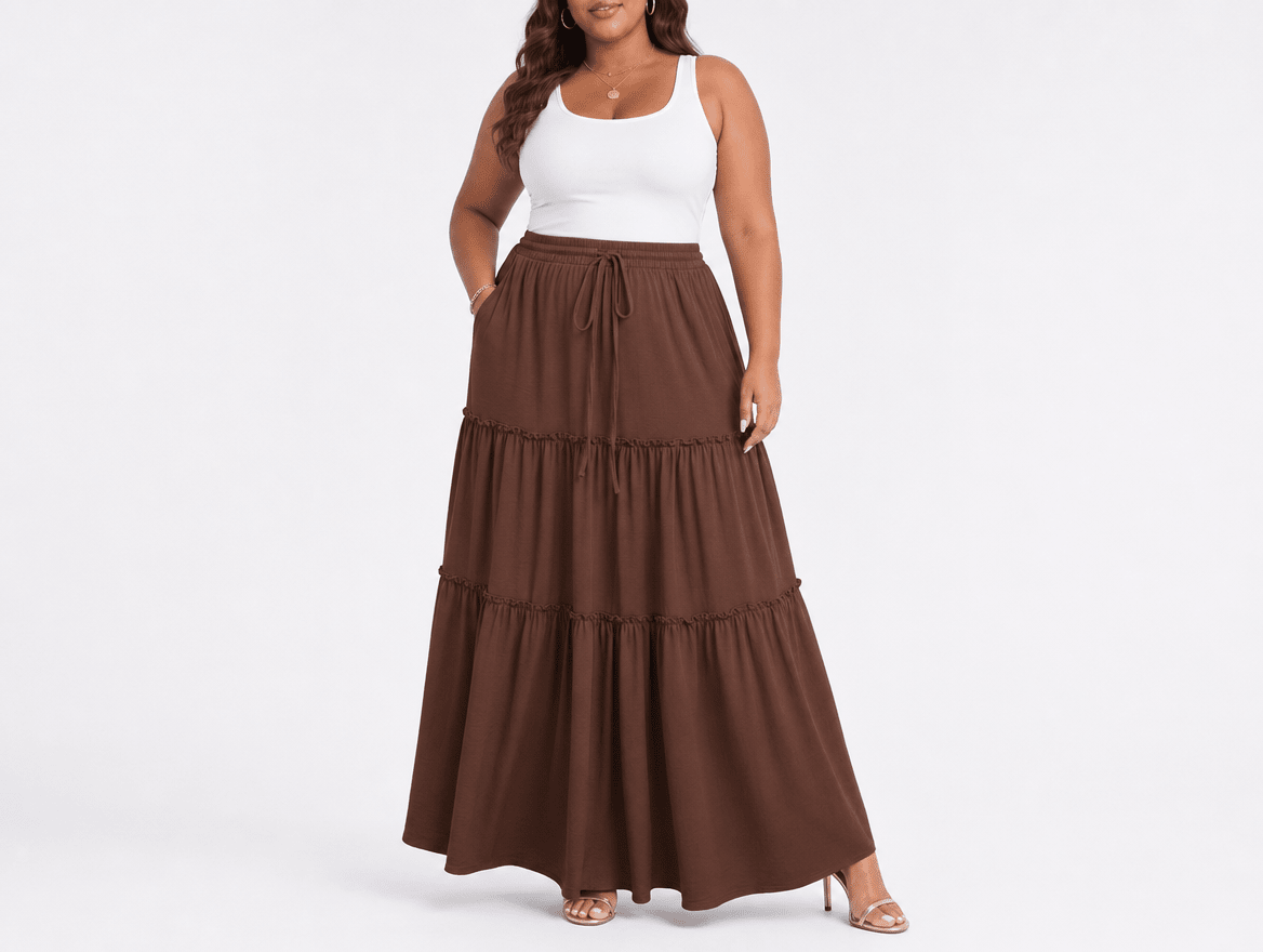 Paisley | High Waist Bow Tie A - Line Flowy Midi Skirt with Pockets - mildlymama