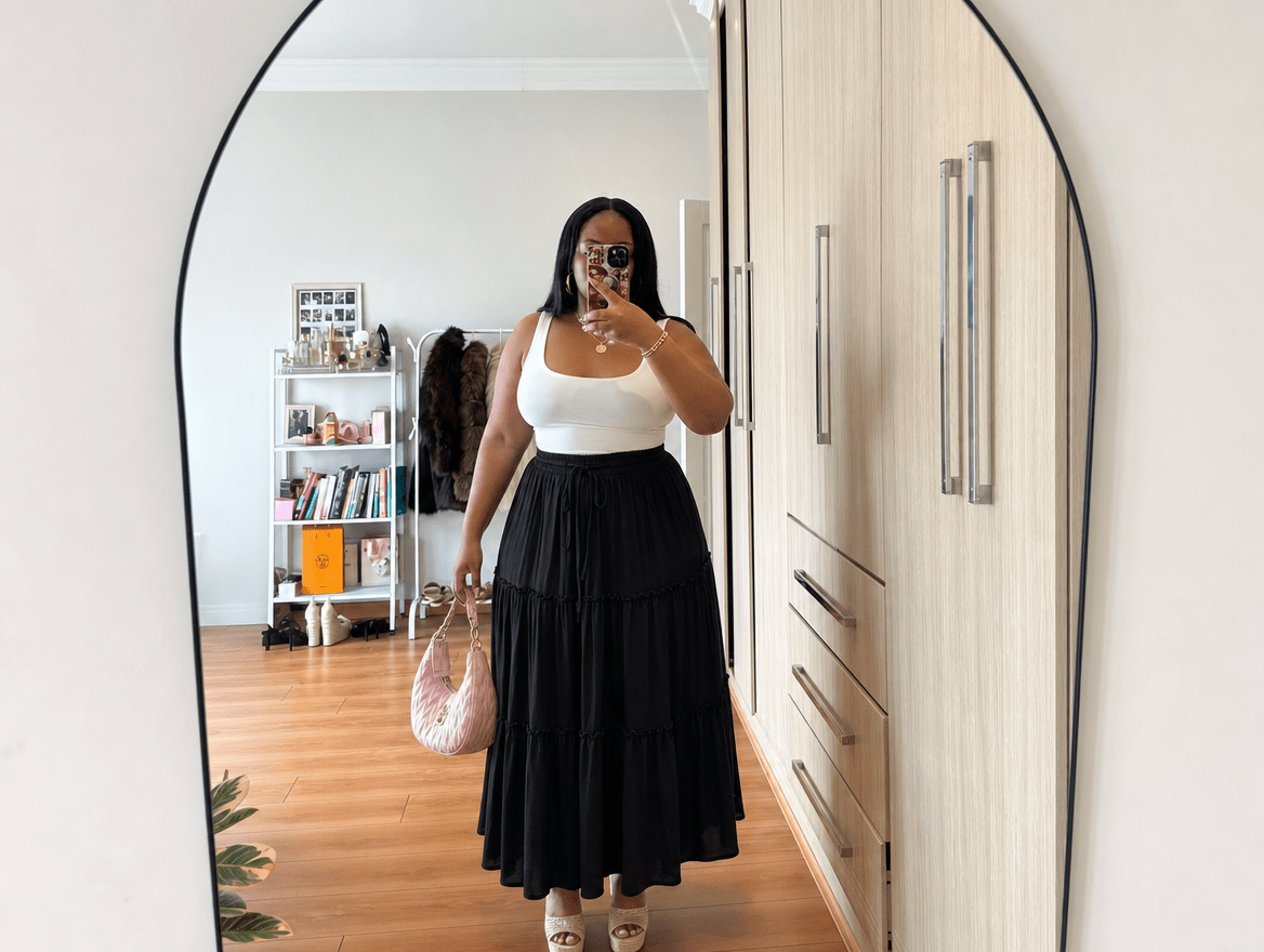 Paisley | High Waist Bow Tie A - Line Flowy Midi Skirt with Pockets - mildlymama