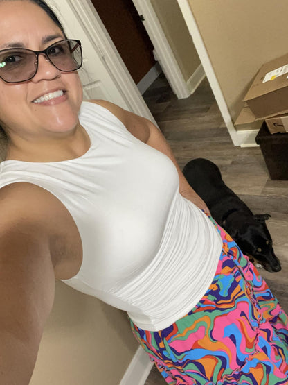 Paisley | High Waist Bow Tie A - Line Flowy Midi Skirt with Pockets - mildlymama