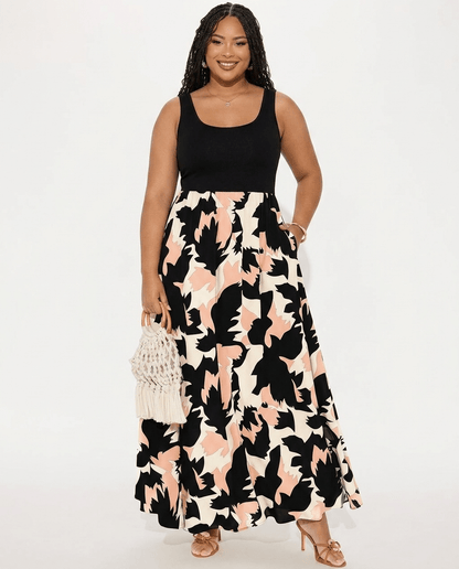 Paloma | Boho Floral Sleeveless Scoop Neck A - Line Maxi Dress - mildlymama