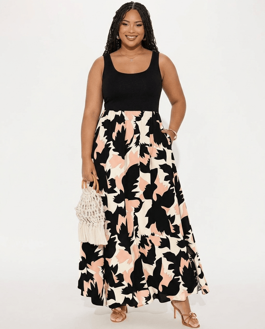 Paloma | Boho Floral Sleeveless Scoop Neck A - Line Maxi Dress - mildlymama