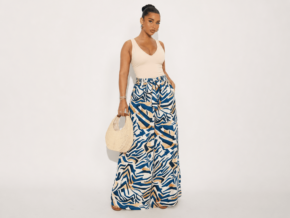 Petal | Floral Print Sleeveless Tank Top & Wide Leg Pants Two - Piece Set - mildlymama