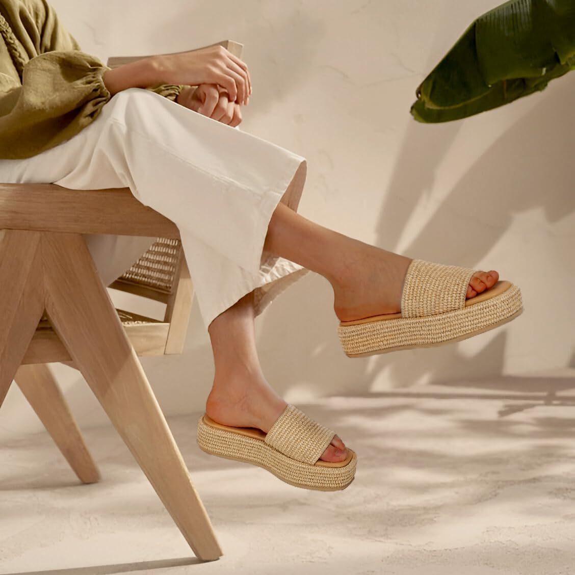 Platform Slip on Espadrille Sandals for Women Wedges Slides Bohemia Sandals Flatform Open Toe Beach Sandals - mildlymama