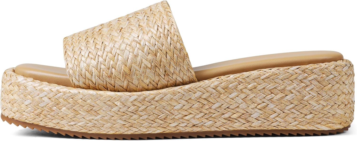 Platform Slip on Espadrille Sandals for Women Wedges Slides Bohemia Sandals Flatform Open Toe Beach Sandals - mildlymama