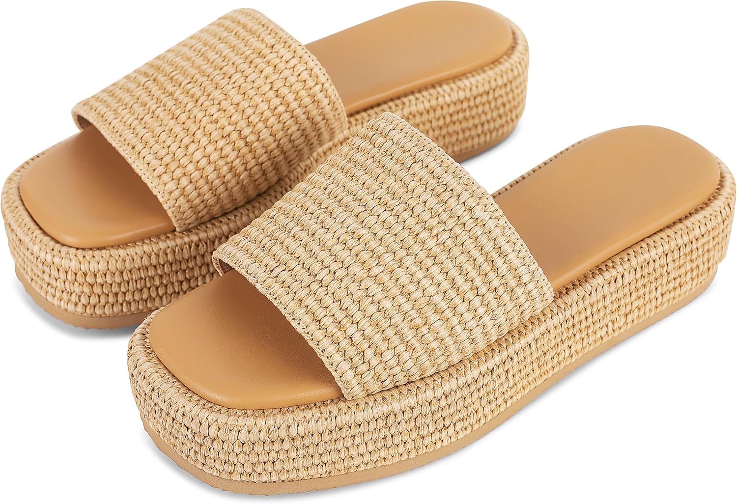 Platform Slip on Espadrille Sandals for Women Wedges Slides Bohemia Sandals Flatform Open Toe Beach Sandals - mildlymama