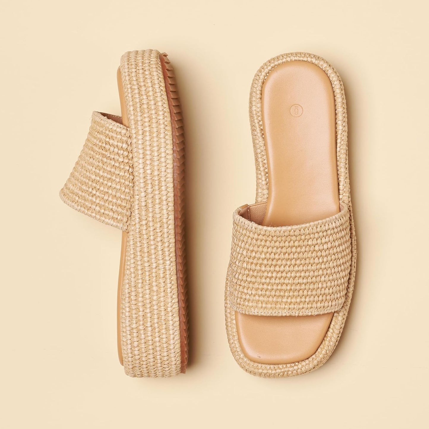 Platform Slip on Espadrille Sandals for Women Wedges Slides Bohemia Sandals Flatform Open Toe Beach Sandals - mildlymama