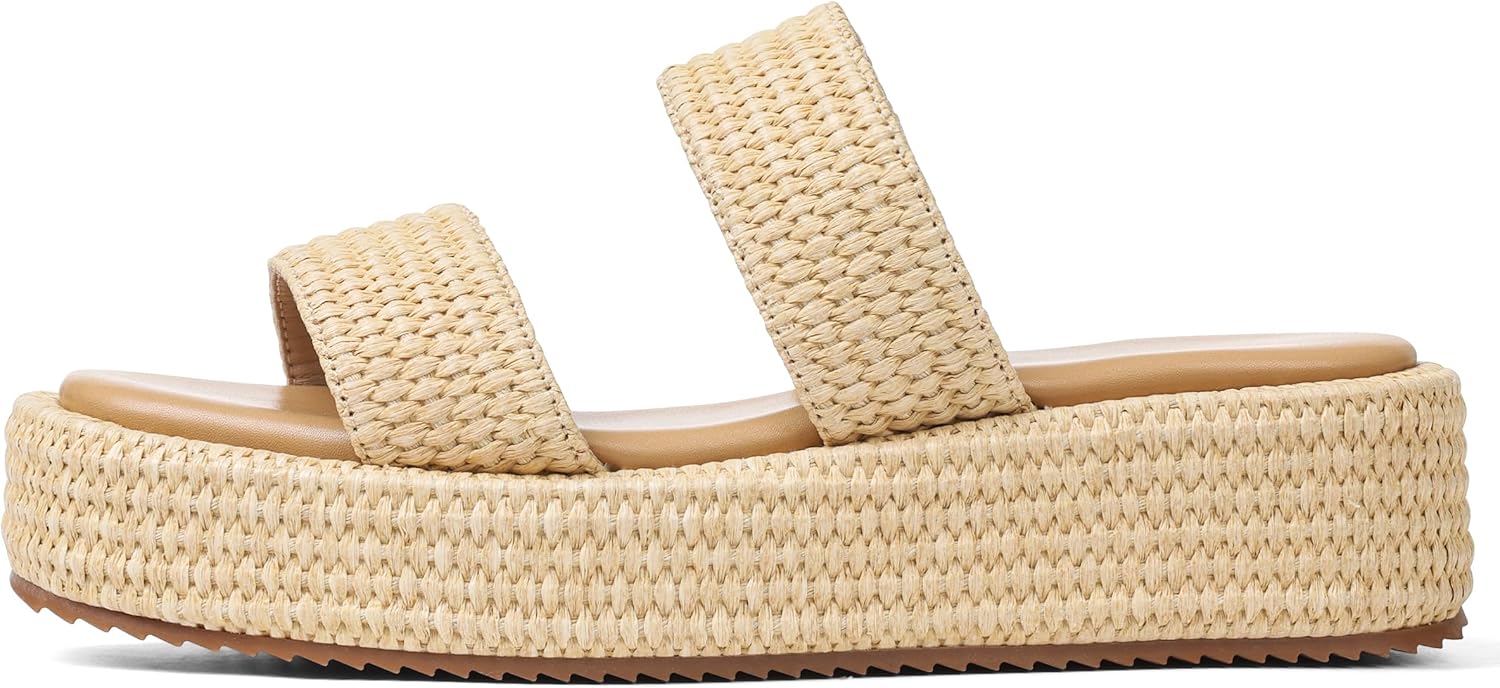 Platform Slip on Espadrille Sandals for Women Wedges Slides Bohemia Sandals Flatform Open Toe Beach Sandals - mildlymama