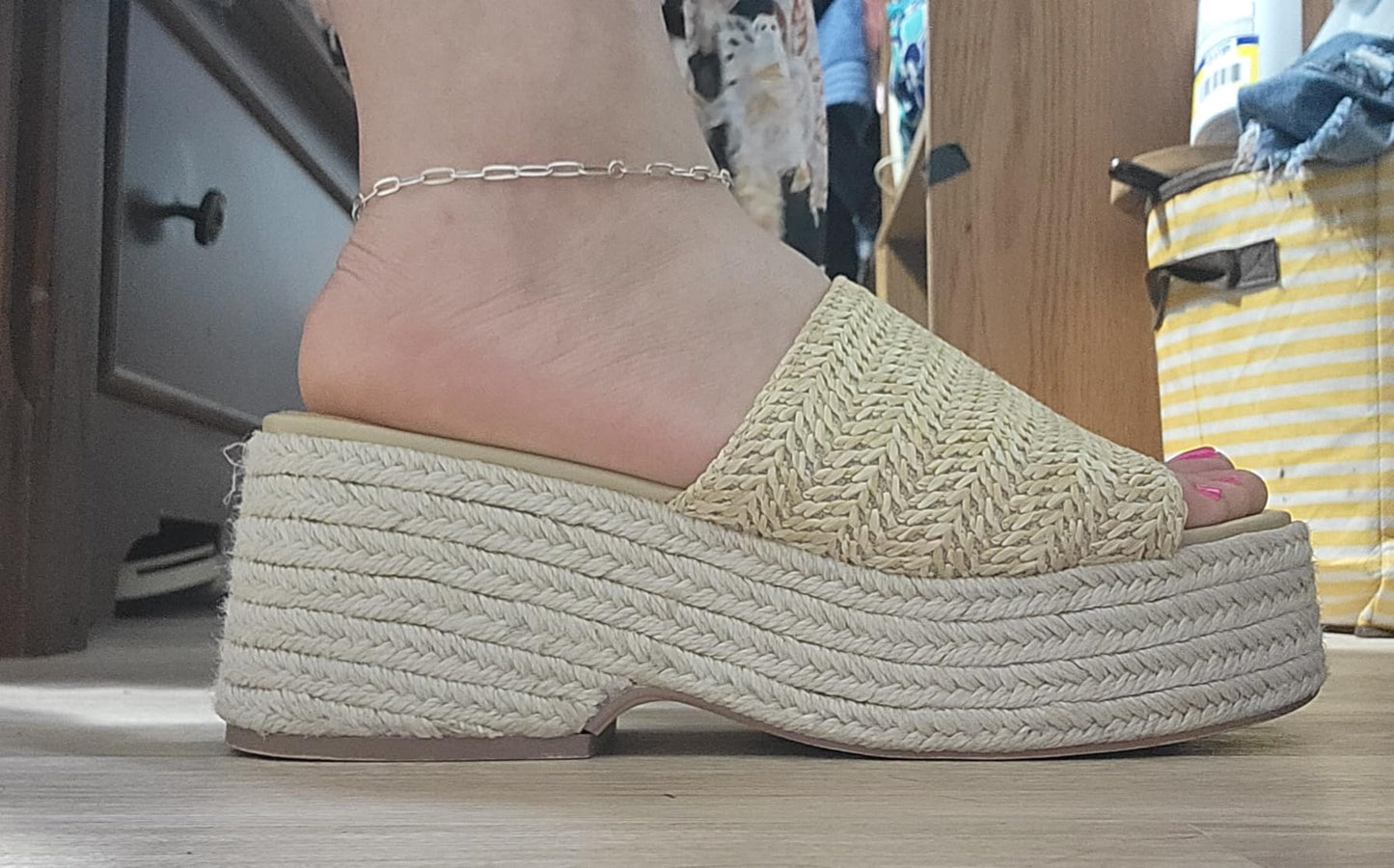 Remi | Slip - On Flatform Espadrille Open Toe Sandals with Braided Jute Sole - mildlymama