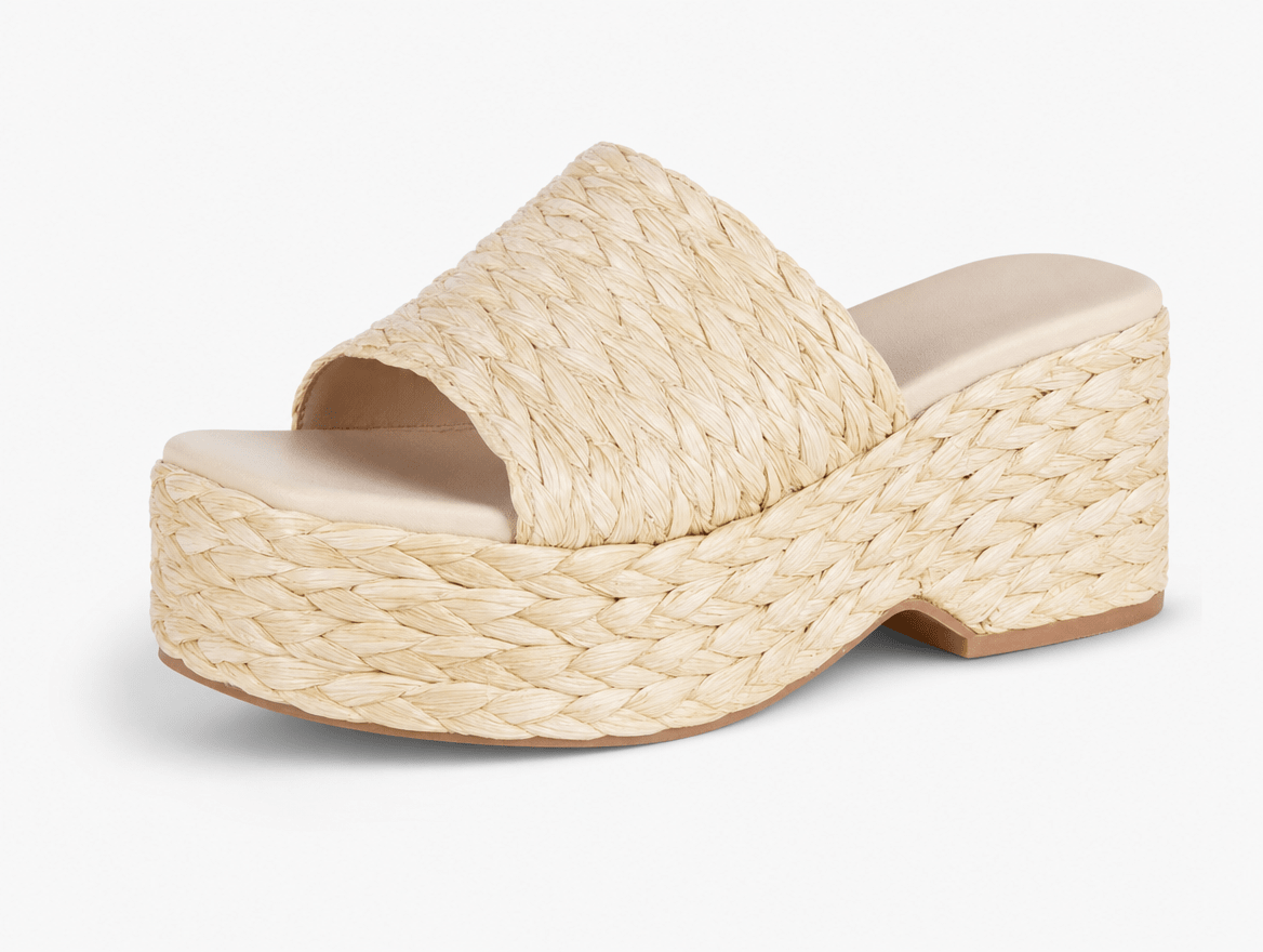 Remi | Slip - On Flatform Espadrille Open Toe Sandals with Braided Jute Sole - mildlymama