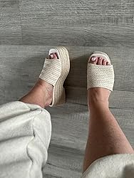 Remi | Slip - On Flatform Espadrille Open Toe Sandals with Braided Jute Sole - mildlymama