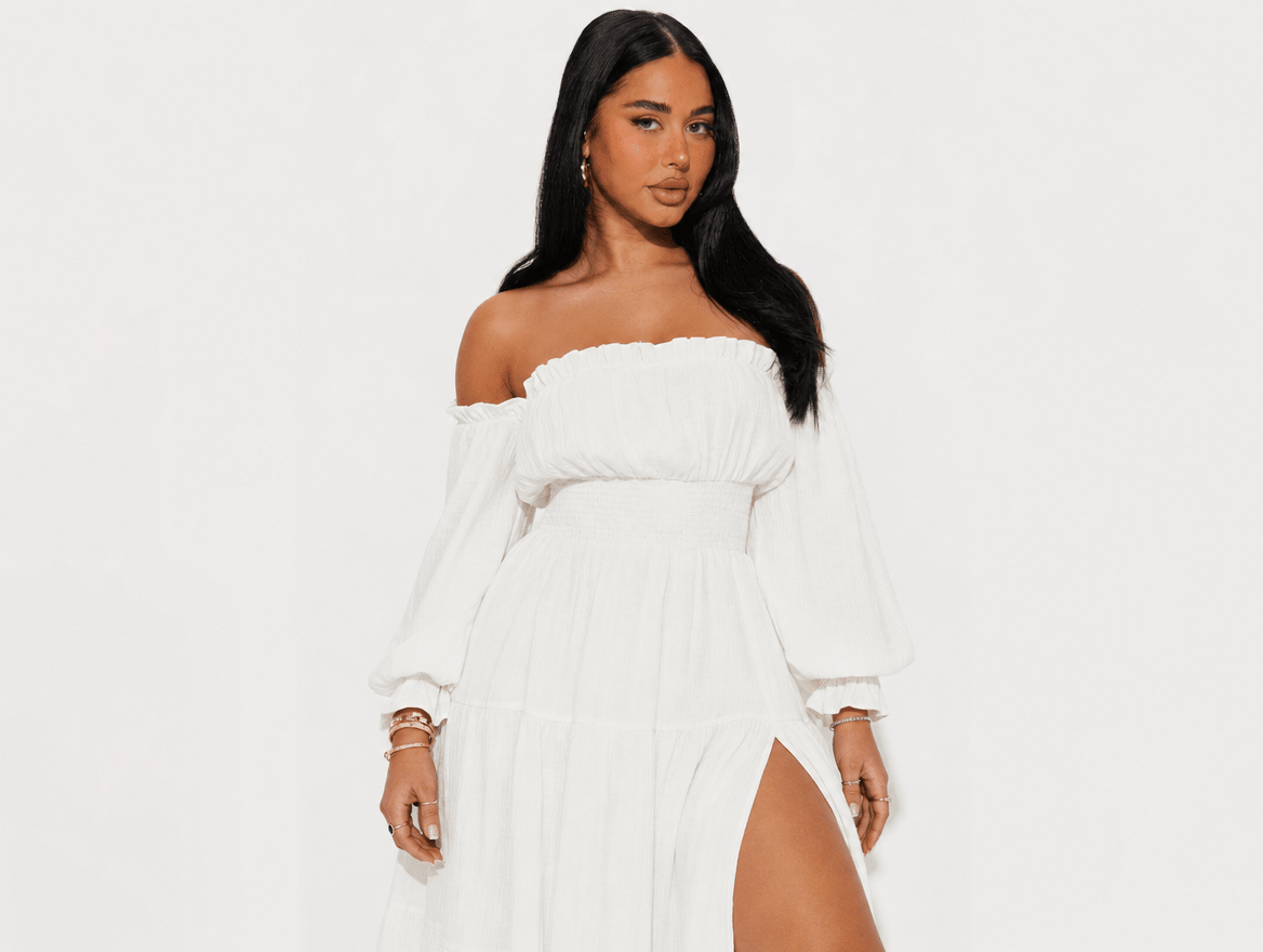 Reverie | Off Shoulder Side Split Flowy A - Line Maxi Dress with Pockets - mildlymama
