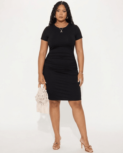 Riva | Ruched Short Sleeve Bodycon Mini Dress - mildlymama