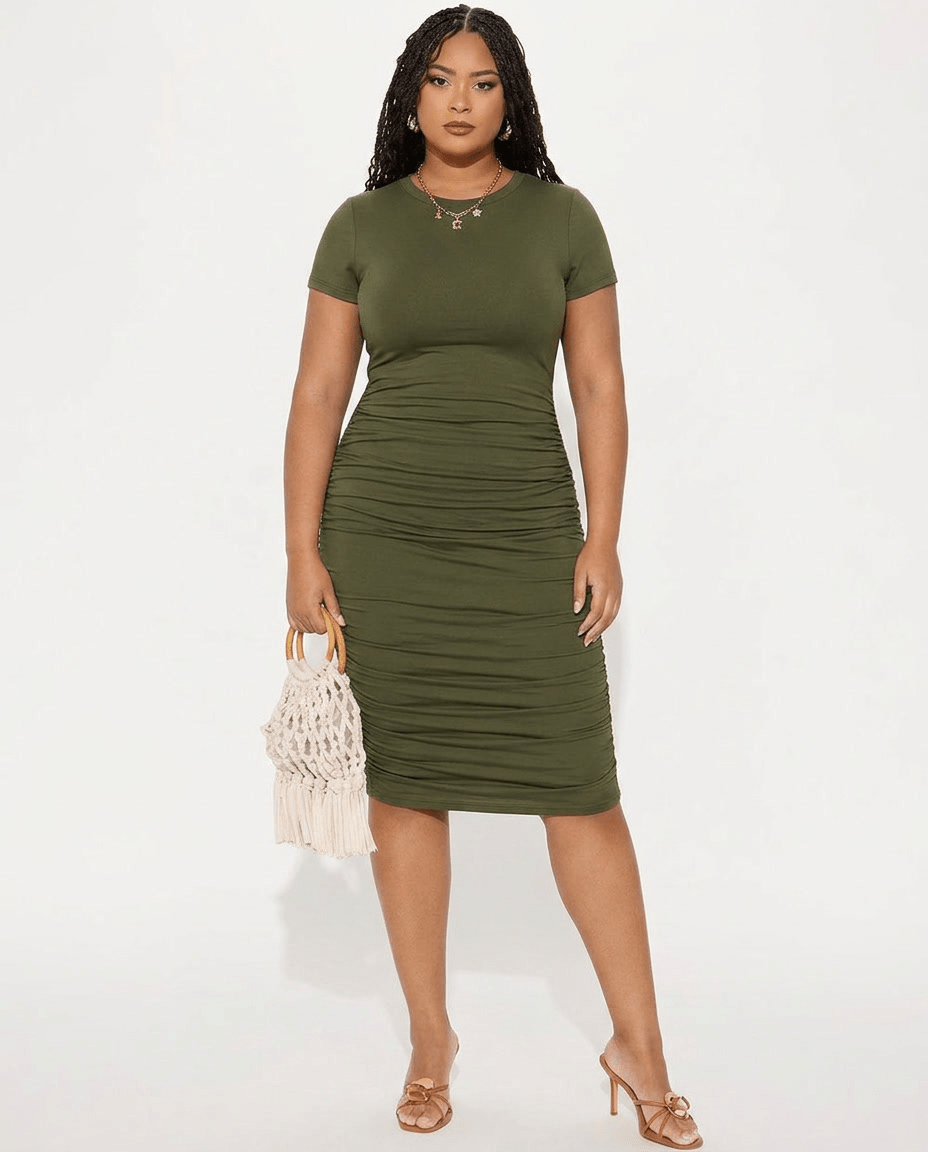 Riva | Ruched Short Sleeve Bodycon Mini Dress - mildlymama