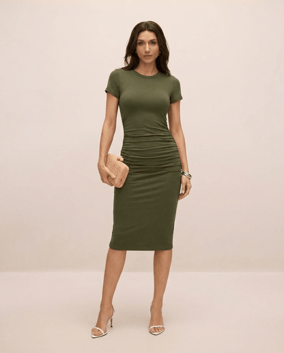 Riva | Ruched Short Sleeve Bodycon Mini Dress - mildlymama