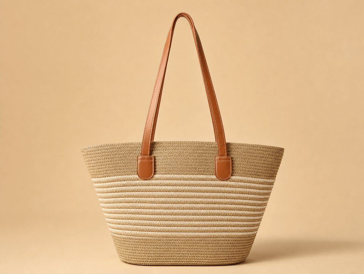 Riviera | Large Woven Straw Beach Tote Bag with Zipper & Removable Silk Scarf - mildlymama