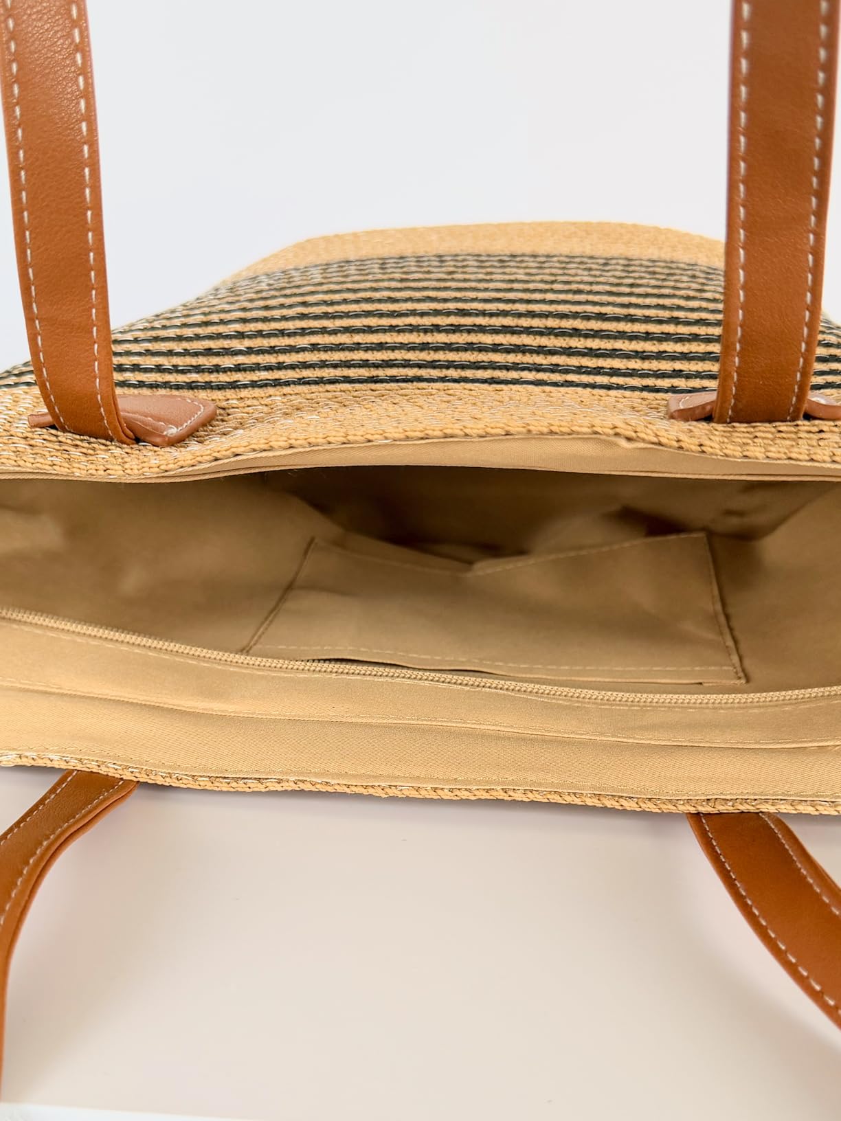 Riviera | Large Woven Straw Beach Tote Bag with Zipper & Removable Silk Scarf - mildlymama