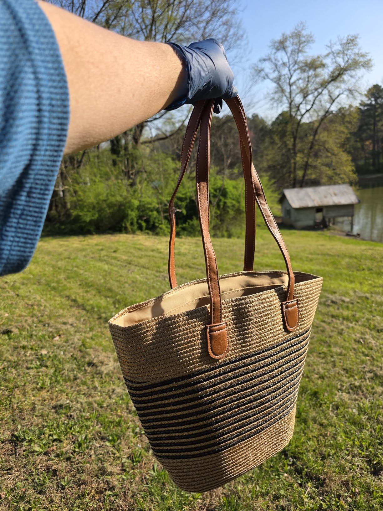 Riviera | Large Woven Straw Beach Tote Bag with Zipper & Removable Silk Scarf - mildlymama