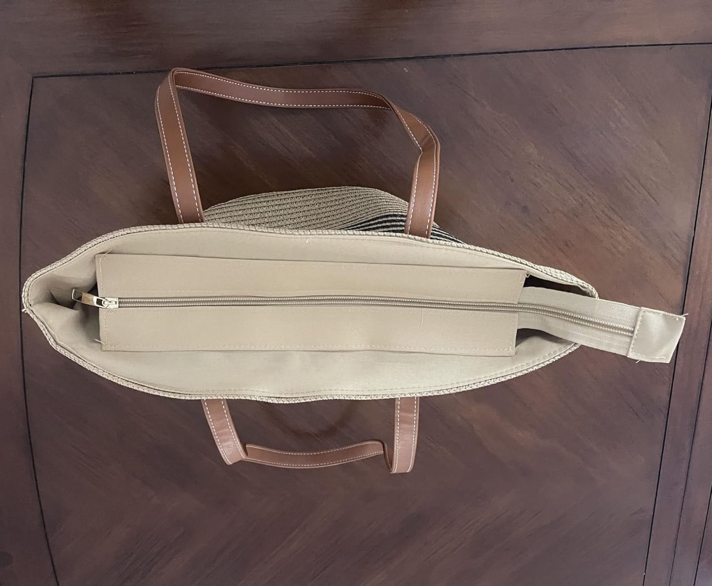 Riviera | Large Woven Straw Beach Tote Bag with Zipper & Removable Silk Scarf - mildlymama