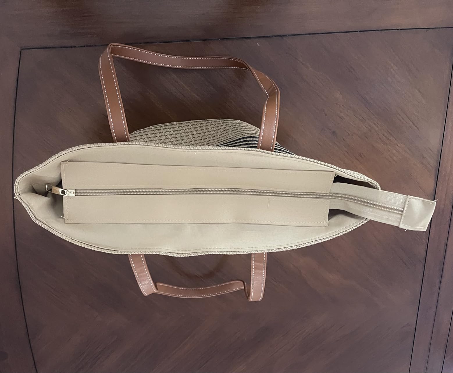 Riviera | Large Woven Straw Beach Tote Bag with Zipper & Removable Silk Scarf - mildlymama