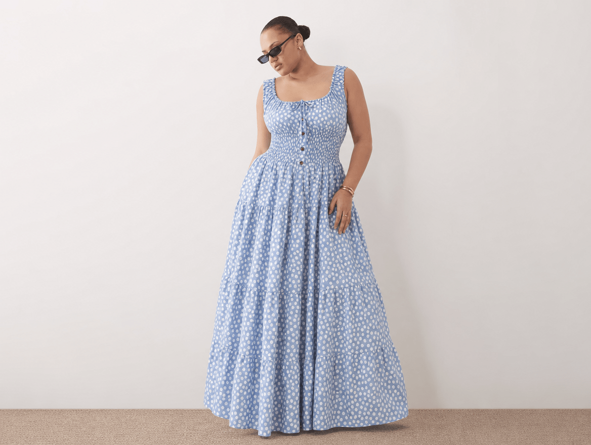 Rosalie | Boho Floral Smocked Waist Tiered A - Line Sleeveless Maxi Dress - mildlymama